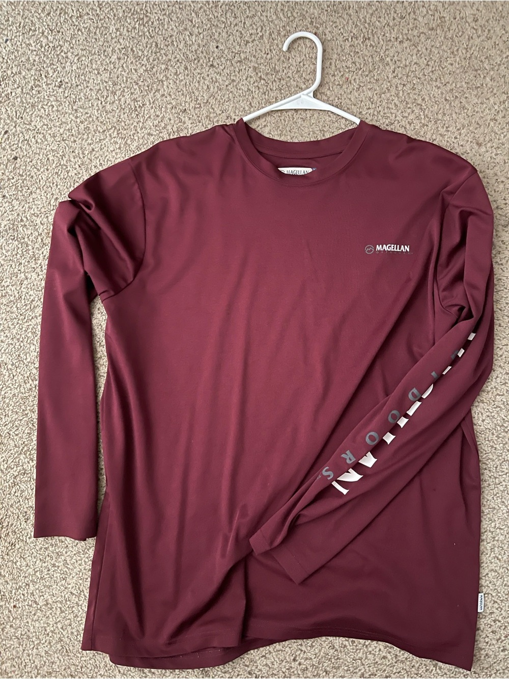 Magellan Outdoors Men’s Long-Sleeve Performance Shirt — Maroon